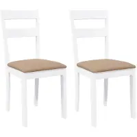 vidaXL Eetkamerstoelen met kussens 2 st massief hout rubber wit