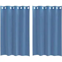 vidaXL Gordijnen voile met doorvoertules 2 st koningsblauw