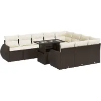 vidaXL 11-delige Loungeset met kussens poly rattan bruin