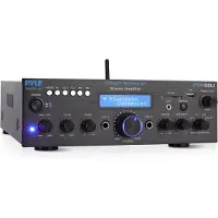 Pyle Audioversterker - 200 Watt - Tweekanaals Audio Stereo Versterker - RCA, USB, SD, AUX, Microfoonunvoer - Radio