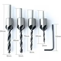 Rosfix Set van 4 verzinkboren. 3-6 mm + sleutel