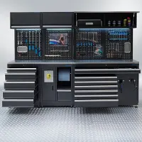 Datona Werkplaatsinrichting PREMIUM met RVS werkblad - 272 cm breed - Zwart