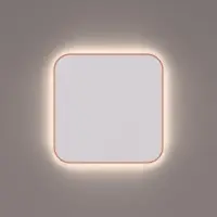 HiPP Toiletspiegel Design SPM T06 Rechthoek 35x35 cm Met Afgeronde Hoeken En Verlichting Koper