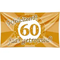 Paper Dreams XXL Gevel Vlag - 60 Jaar Getrouwd Goud goud Polyester Vlag