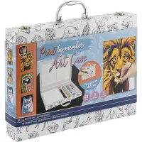 Craft Creative schilderen op nummer dieren kleurkoffer 27-delig set.