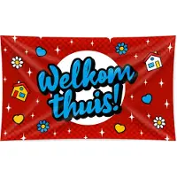 Paper Dreams XXL Gevel Vlag - Welkom Thuis Cartoon Multi multi Polyester Vlag