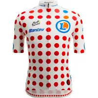 Santini Tour de France Polka Dot 2025, korte mouwen, fietsshirt, wit, maat S, kleur wit