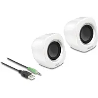 DeLOCK Mini Stereo PC Speaker with 3.5 mm stereo jack male and USB powered white