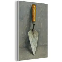 MuchoWow Aluminium schilderij 60x90 cm - Wanddecoratie metaal - Troffel - Verf - Gereedschap - Metalen muurdecoratie woonkamer - Decoratie industrieel - Foto op dibond - Industriële accessoires slaapkamer