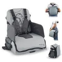 Mobiclinic Monkey - Kinderstoel Draagbare - Booster Seat - Geschikt voor auto - Stoelverhoger voor kinderen - Max 15 kg - Verstelbare 5-punts riem - Inklapbaar - Met zak en handvat - Grijs