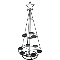 Meander Kerstboom m theelichth zwart metaal Ø26,5x60,5cm