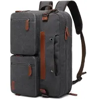 Somstyle Luxe 2-in-1 Laptoptas - Rugzak Geschikt voor 17.3 Inch Laptop - Schoudertas - Canvas - Rugtas - Donkergrijs / Bruin