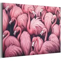 MuchoWow Aluminium schilderij 180x120 cm - Wanddecoratie metaal - Flamingo - Roze - Dieren - Metalen muurdecoratie woonkamer - Decoratie industrieel - Foto op dibond - Industriële accessoires slaapkamer