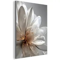 MuchoWow Aluminium schilderij 120x160 cm - Wanddecoratie metaal - Bloem - Wit - Neutraal - Metalen muurdecoratie woonkamer - Decoratie industrieel - Foto op dibond - Industriële accessoires slaapkamer