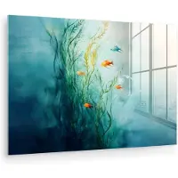 MuchoWow Glasschilderij 180x120 cm - Schilderij acrylglas - Waterplanten - Vissen - Kleurrijk - Water - Foto op glas - Muurdecoratie woonkamer - Wanddecoratie slaapkamer - Schilderijen