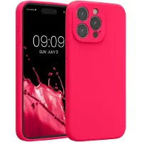 Kwmobile telefoonhoesje geschikt voor Apple iPhone 15 Pro Max - TPU backcover met siliconen coating - Smartphone case in neon roze
