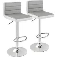 Costway Barkruk, set van 2, draaibare barstoelen, 82-102 cm, in hoogte verstelbaar, keukenkruk met antislip metalen basis en voetensteun, kruk bekleed voor keukeneiland, pub en café