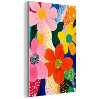 MuchoWow Aluminium schilderij 120x180 cm - Wanddecoratie metaal - Bloemen - Kleurrijk - Stippen - Metalen muurdecoratie woonkamer - Decoratie industrieel - Foto op dibond - Industriële accessoires slaapkamer