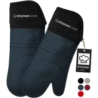 KitchenLove Siliconen Ovenwanten - 2 Stuks - Ovenhandschoenen - Hittebestendig tot 350 °C - EN407 Gecertificeerd - Petrol Blauw