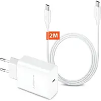 Xssive USB C Adapter 25W snellader met USB C naar USB C kabel - 2 Meter - Geschikt voor Samsung Galaxy Tab A7, A8, A9, S20, S24, S23, S22, S21 FE Ultra Plus