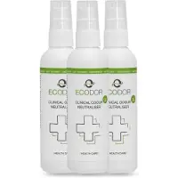Ecodor EcoClinic - 3x 100ml spray - Reisformaat - Geur stoma verwijderen - de milieuvriendelijke oplossing voor nare geurtjes in de zorg - Vegan - Ecologisch - Niet geparfumeerd
