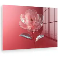 MuchoWow Glasschilderij 180x120 cm - Schilderij acrylglas - Sierlijk - Bloem - Roze - Glazen - Foto op glas - Muurdecoratie woonkamer - Wanddecoratie slaapkamer - Schilderijen