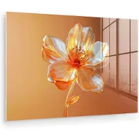 MuchoWow Glasschilderij 180x120 cm - Schilderij acrylglas - Glazen - Bloem - Oranje - Foto op glas - Muurdecoratie woonkamer - Wanddecoratie slaapkamer - Schilderijen