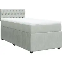 vidaXL Boxspring met matras fluweel lichtgrijs 90x200 cm