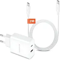 Xssive Snellader - 2 Meter - Geschikt voor iPhone 15, 16 en Samsung Galaxy - USB-C Adapter met USB C naar USB C Kabel
