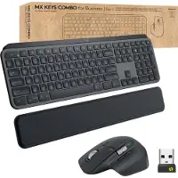 Logitech MX Keys Combo for Business Gen 2 - Toetsenbord, Muis en Polssteun - Draadloos - QWERTZ DE - ISO - Grafiet