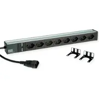 Bachmann 19-inch stekkerdoos met 8 stopcontacten (type T13), 2300W, voorzien van IEC320 C14 stekker