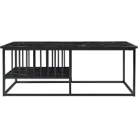 En.casa Salontafel 'Raukurg' met een opbergvak, afmetingen 120 x 60 x 44 cm, met een marmerlook, zwart