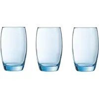 Arcoroc Waterglazen/drinkglazen - 18x stuks - transparant blauw - 350 ml - Glazen