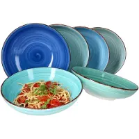 MamboCat Set van 6 spaghettiborden Blauw 23,5cm - 24327046