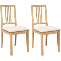 vidaXL Eetkamerstoelen met kussens 2 st massief hout naturel rubber