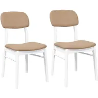vidaXL Eetkamerstoelen met kussens 2 st massief hout rubber wit