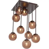 QAZQA Design Plafondlamp Brons met Brons Glas 9-Lichts - Athens