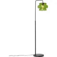 QAZQA Retro vloerlamp zwart met groen glas - Denise