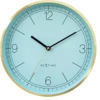 Nextime Wandklok 25cm - Stil - Goud/Turquoise - Metaal - 'Bolero'