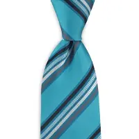 Collection JB - Stropdassen - stropdas London Connection - turquoise / grijs / marineblauw / wit