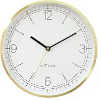 Nextime Wandklok 25cm - Stil - Goud/Wit - Metaal - 'Bolero'