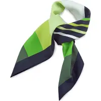 Collection JB - Sjaals - sjaal groen gestreept vierkant - marineblauw / diverse groentinten / wit