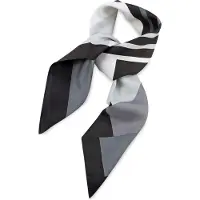 Collection JB - Sjaals - sjaal grijs gestreept vierkant - zwart / diverse grijstinten / wit