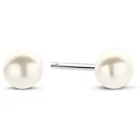 New Bling - 9NB-1581-RH-4 - 925 zilveren oorknopjes met parel - 4-5 mm - rhodium plated