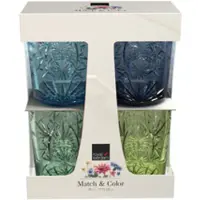 Royal Leerdam - Starla Match & Color - Waterglazen set - 4 delig - 35 cl - Blauw/Groen - Glazen - Waterglas