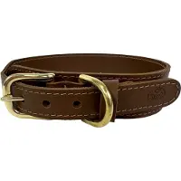 SAZZZ halsband voor hond pioneer classic leer zadel bruin 42-50x3,5cm