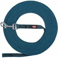 Trixie hondenriem sleeplijn met rubber anti slip petrol blauw S/m 10 mtr x 1,5 cm