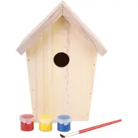 Esschert Design Vogelhuisje Mezen basic - puntdak (incl. verfsetje)- Nestkastje - - Houtkleur - KG145