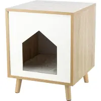 Trixie kattenmand huis isa houtlook lichtbruin/wit - 40x40x50 cm
