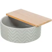 Trixie zandbad met platform degoes/hamsters keramiek/hout - 24x24 cm 25x9 cm